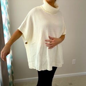 Ann Taylor Loft ivory poncho sweater with buttons